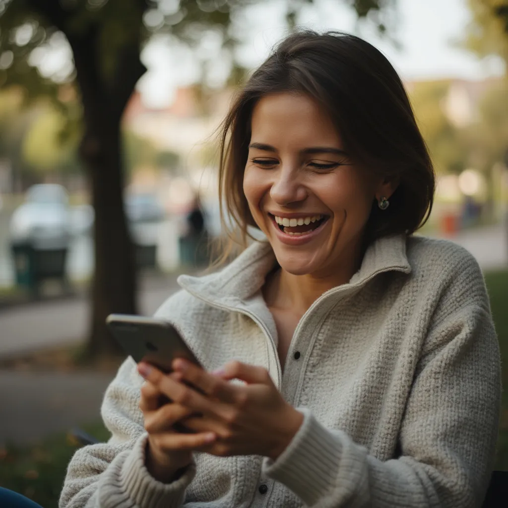 Utilisateur satisfait utilisant l'application mobile
